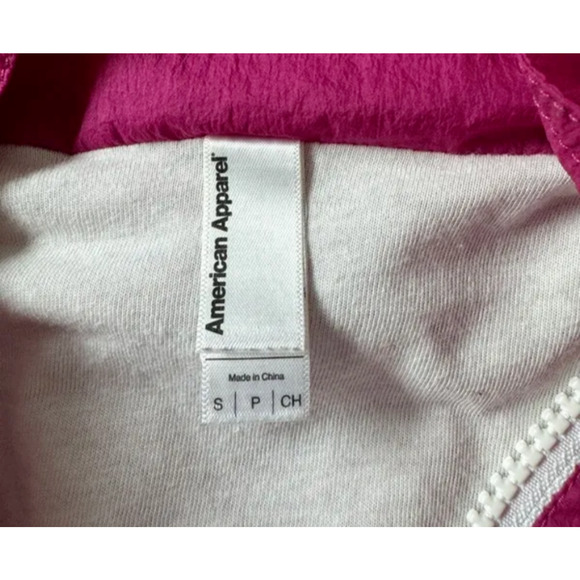 American Apparel Track Jacket Size S Full Zip Windbreaker Fuchsia & Aqua Nylon - Picture 4 of 6